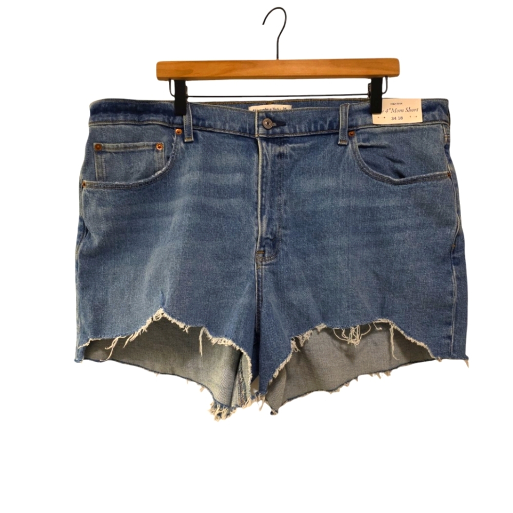 Abercrombie &Fitch, NWT, Jean Shorts, The 4" Mom Short, High Rise, Women's 34/18